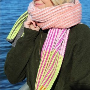 oversized colorful chunky knit scarf